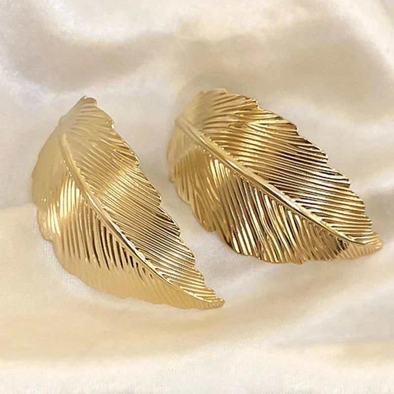 Hængende Øreringe med Blad til Kvinder guld