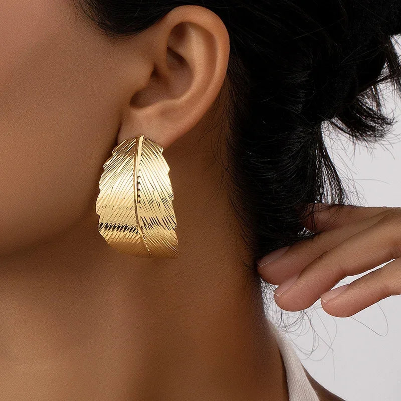 Hængende Øreringe med Blad til Kvinder guld