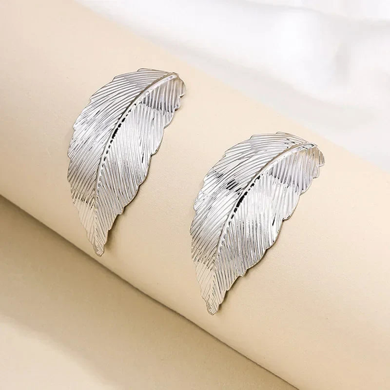 Hængende Øreringe med Blad til Kvinder sølv