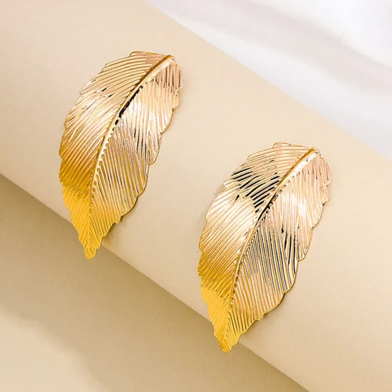 Hængende Øreringe med Blad til Kvinder guld