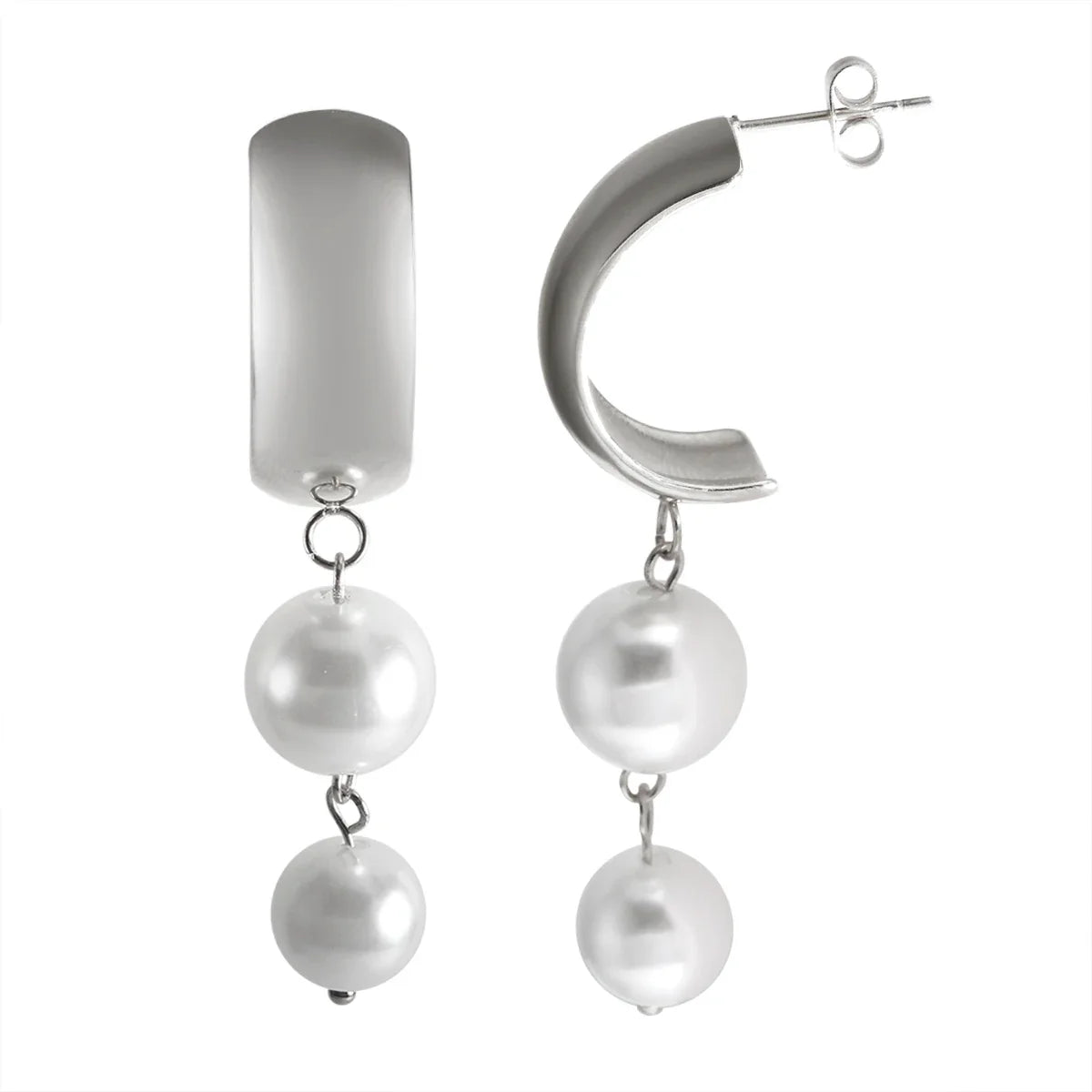 Boucles d'Oreilles Pendantes avec Perles argent