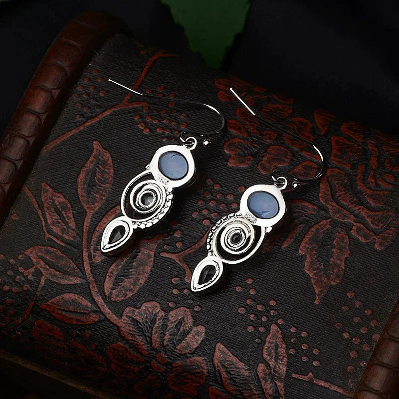 Boucles d'Oreilles Pendantes avec Zircon Pierre de Lune