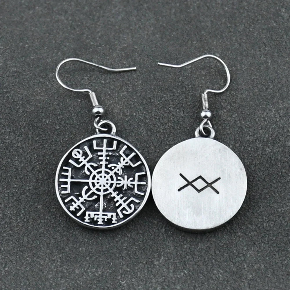 Boucles d'Oreilles Pendantes Boussole Vegvisir Viking