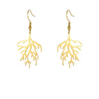 Kolczyki wiszące z gałązkami koralowymi złote