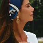 Kolczyki wiszące z muszlą i koralem