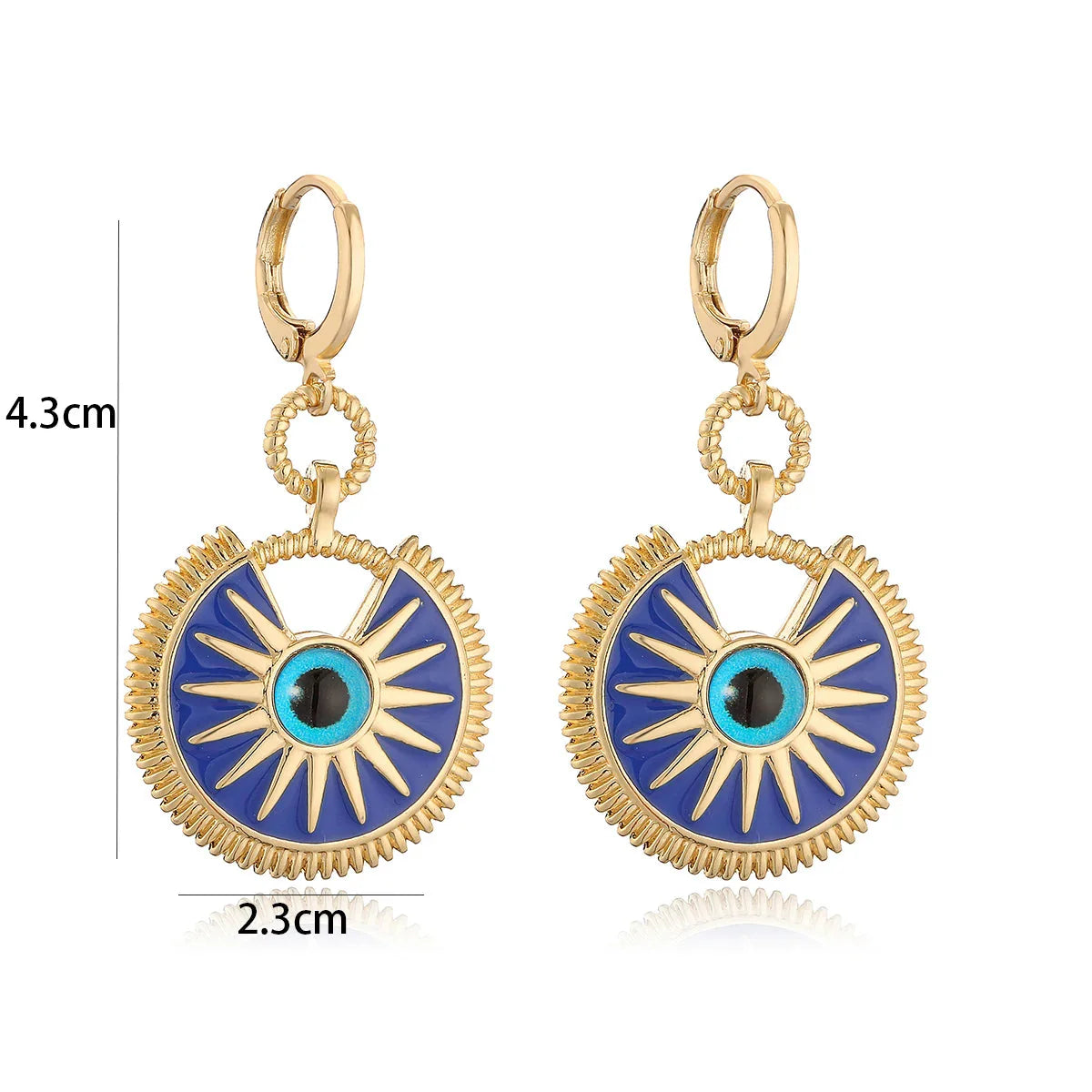 Boucles d'Oreilles Pendantes Contre le Mauvais Oeil pour Femme bleu