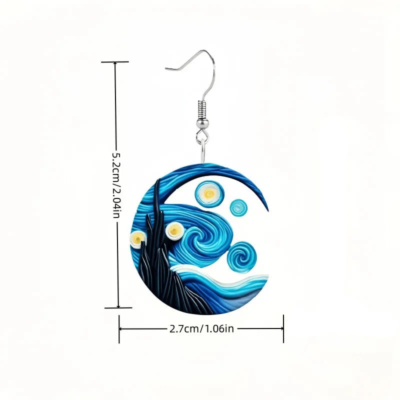 Boucles d'Oreilles Pendantes Croissant de Lune