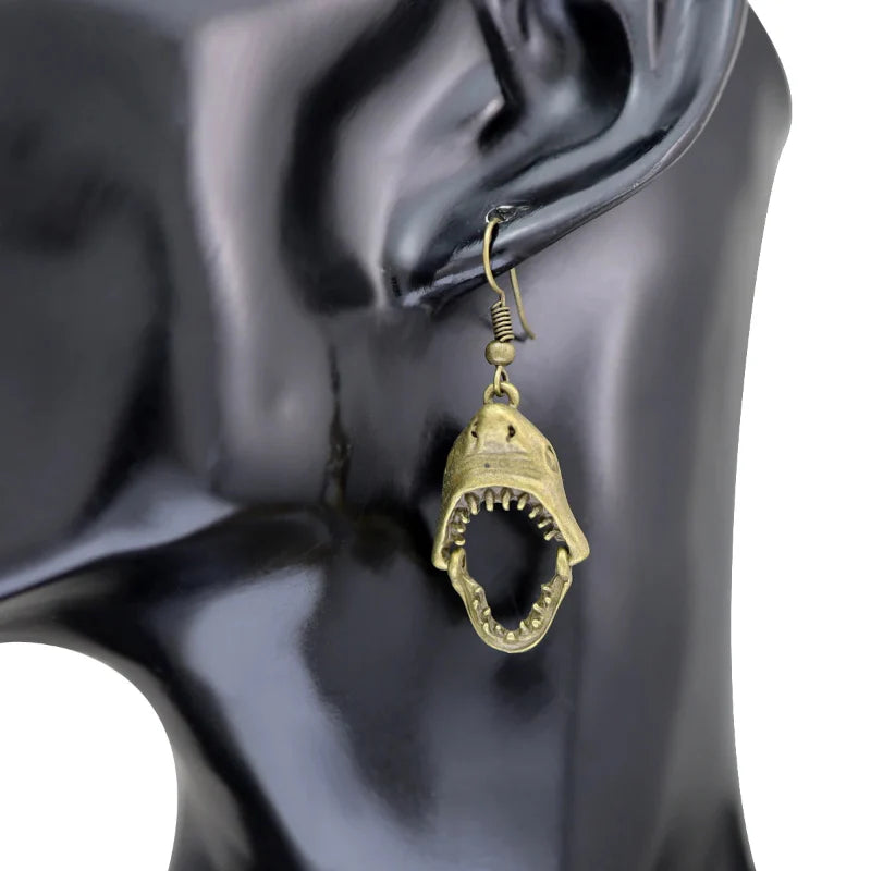 Boucles d'Oreilles Pendantes Dent de Requin bronze