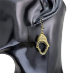 Kolczyki wiszące z zębem rekina, brązowe