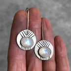 Kolczyki wiszące etniczne z kamieniem księżycowym