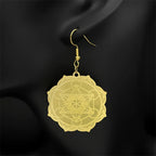 Kolczyki wiszące damskie Kostka Metatrona złote