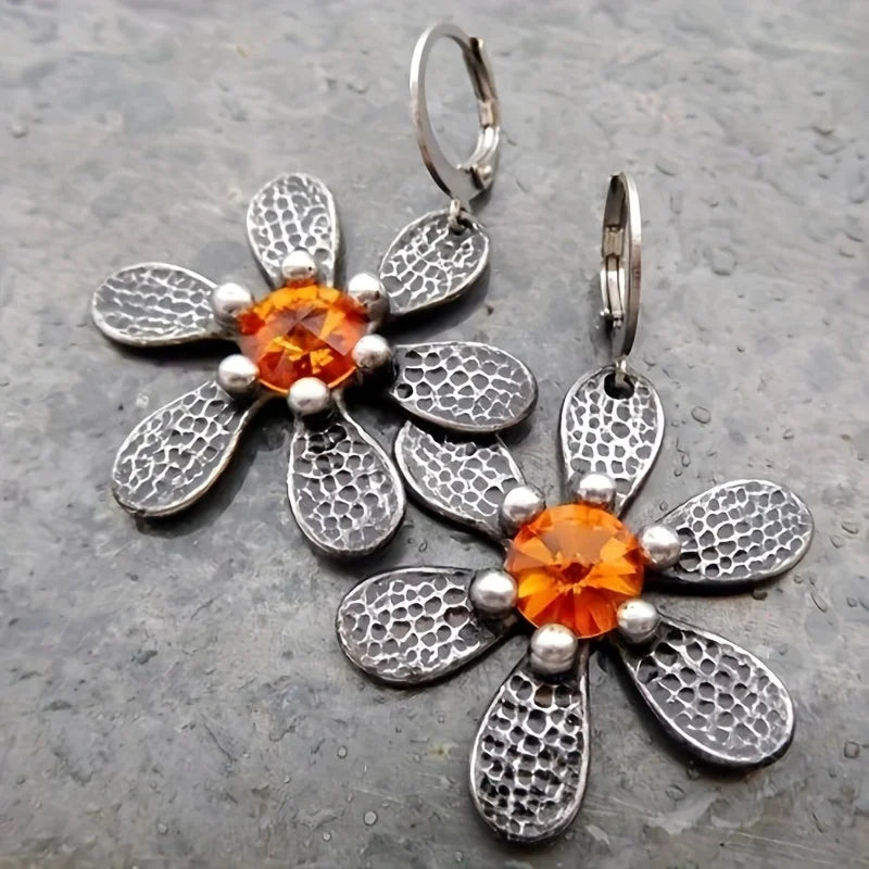 Boucles d'Oreilles Pendantes Fleurs Ethniques