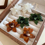 Kolczyki Koła Wiszące Duże Kwiaty Brązowe