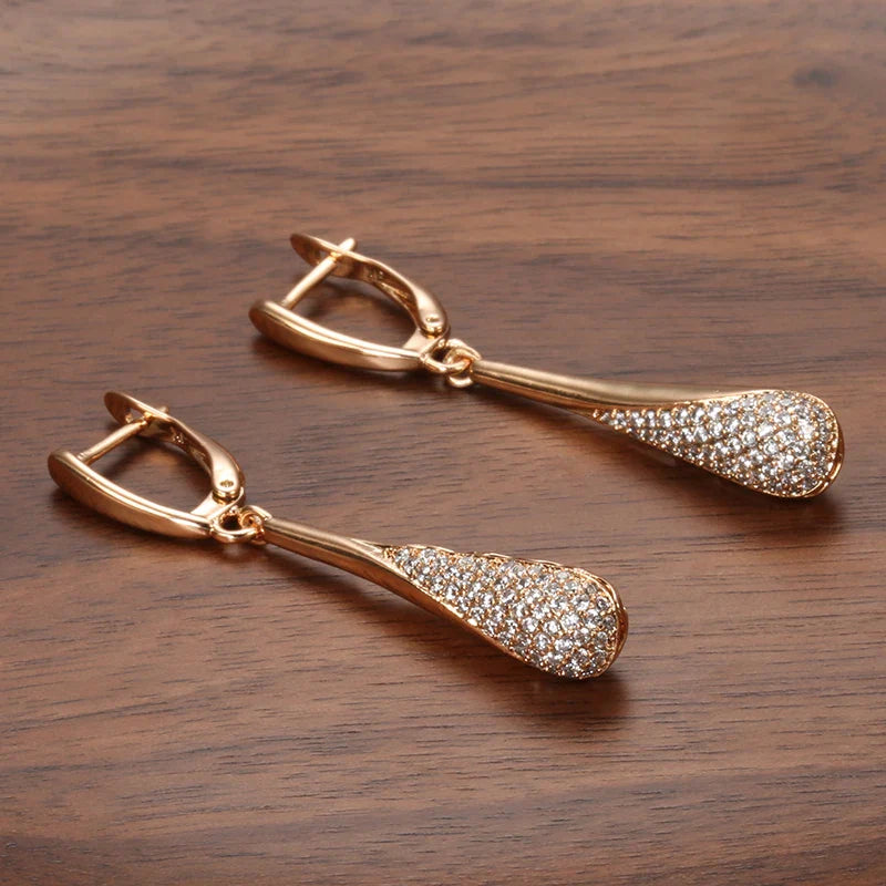 Boucles d'Oreilles Pendantes Goutte d'Eau en Zircon pour Femme