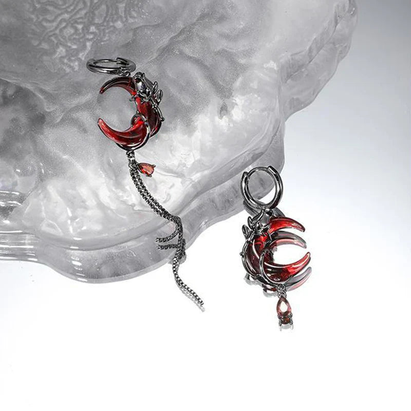 Boucles d'Oreilles Pendantes Lune Femme