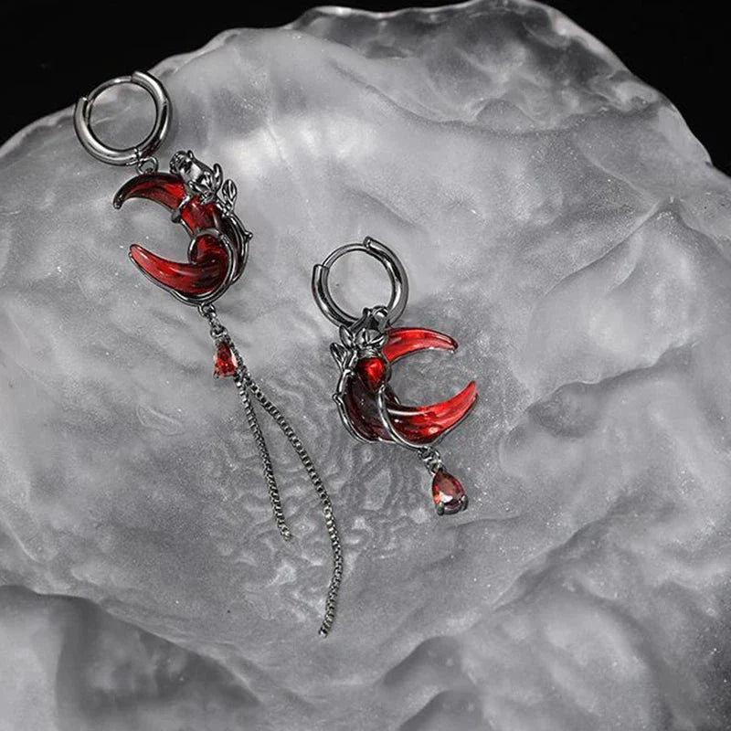 Boucles d'Oreilles Pendantes Lune Femme