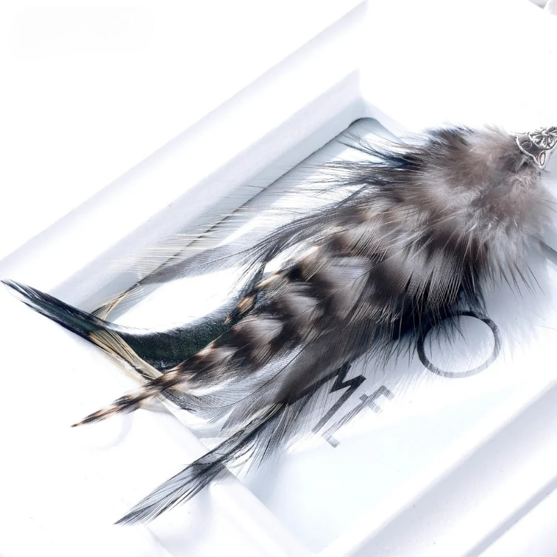 Kolczyki wiszące z piórami bażanta