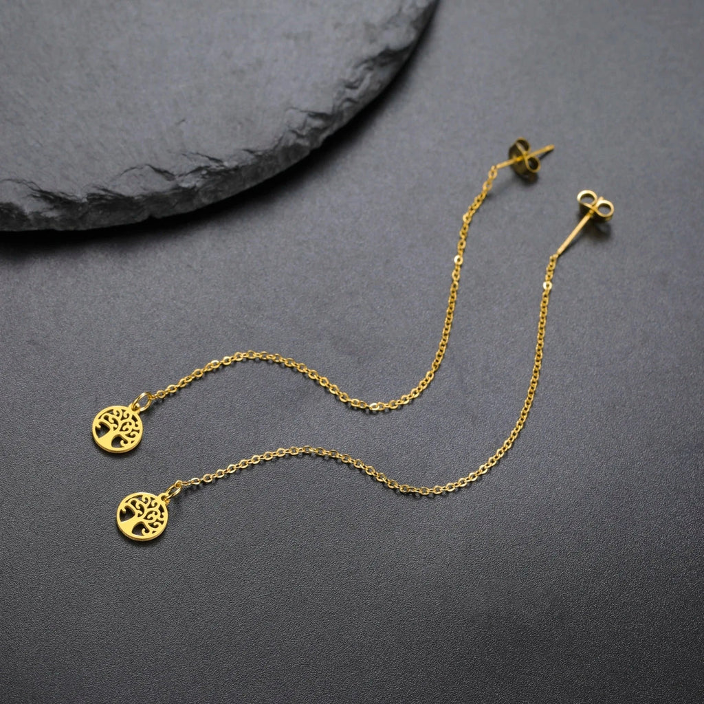 Boucles d'Oreilles Pendantes Pour Femme Arbre de Vie or