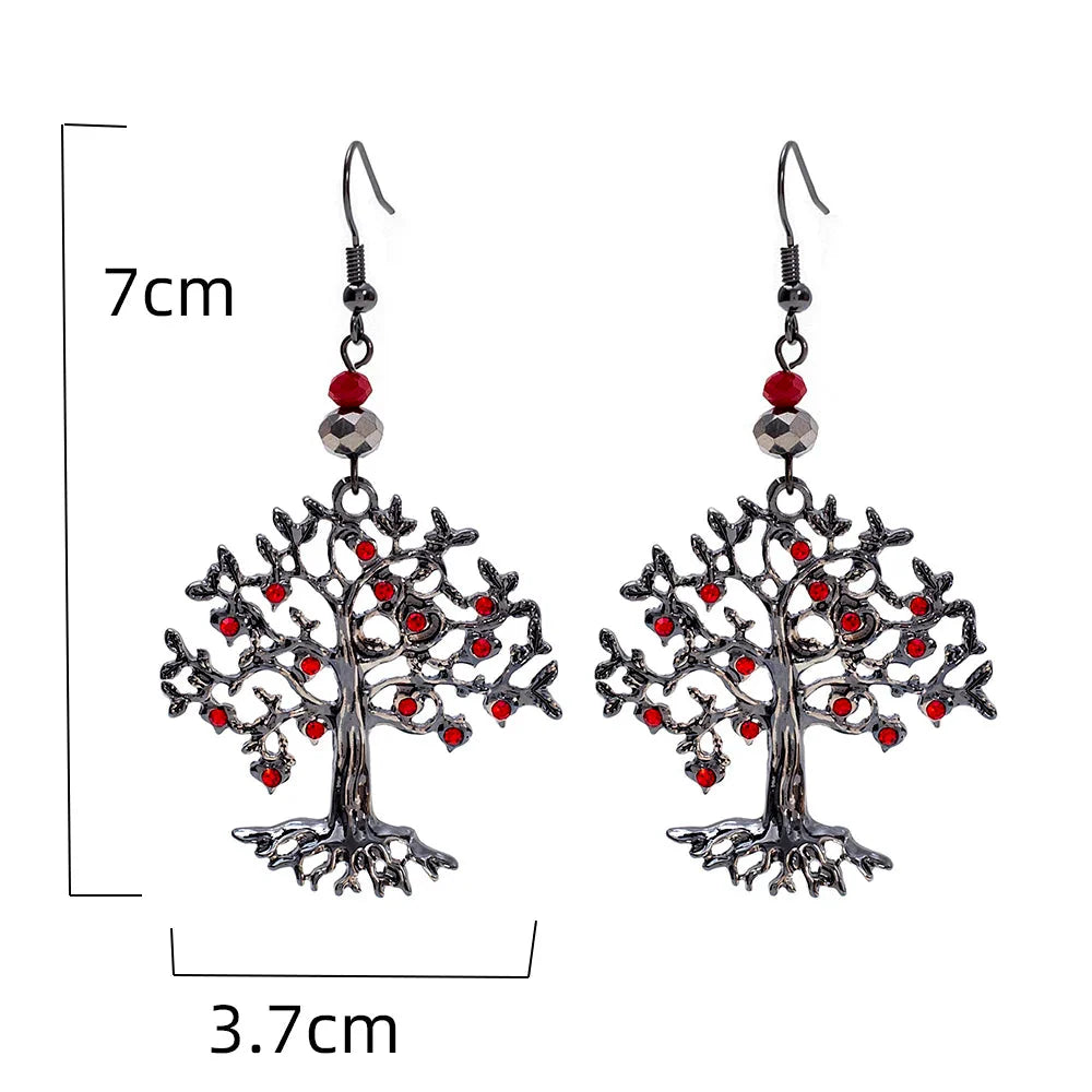 Boucles d'Oreilles Pendantes pour Femme Arbre de Vie