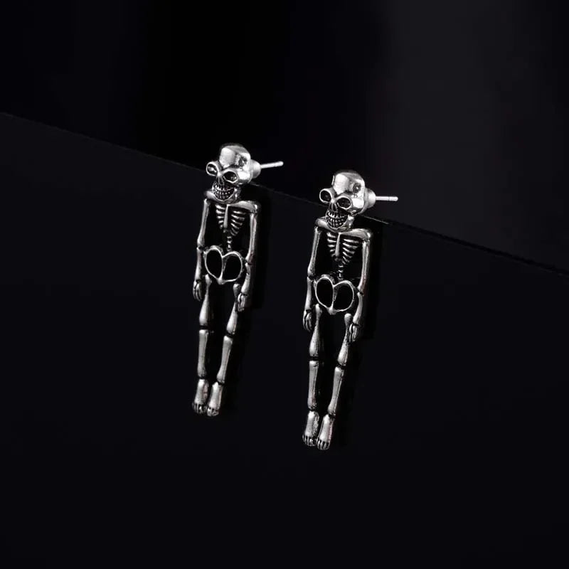 Boucles d'Oreilles Pendantes Squelette argent
