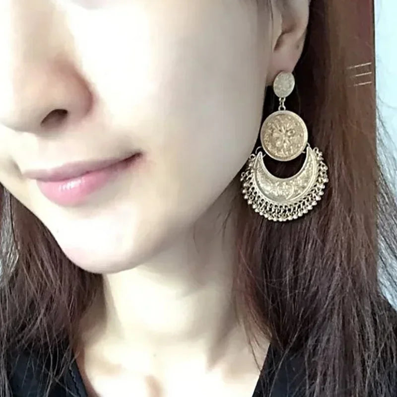 Kolczyki wiszące w stylu boho barokowym srebrne