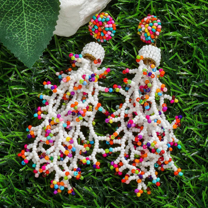 Boucles d'Oreilles Pendantes Style Bohême Corail