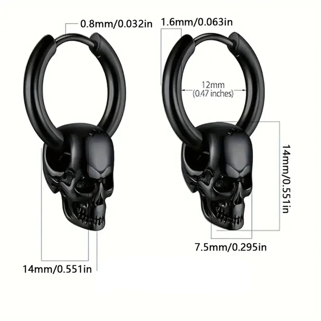 Boucles d'Oreilles Pendantes Tête de Mort pour Homme