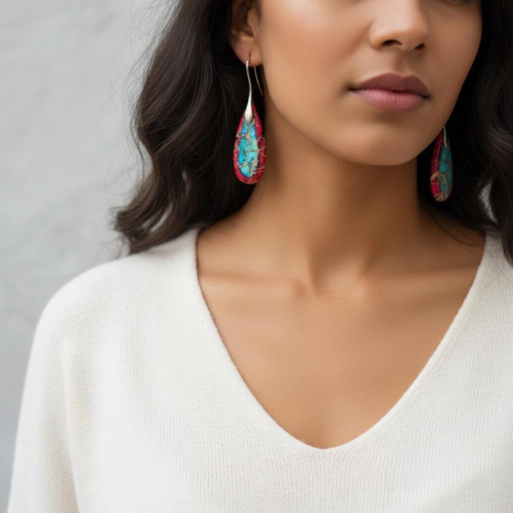 Boucles d'Oreilles Pierre Naturelle