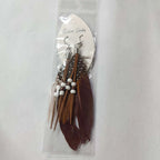 Kolczyki z piórami w stylu Apache brązowe 