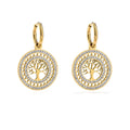 Kolczyki wiszące okrągłe Drzewo Życia złote