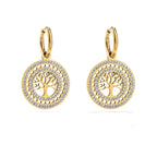 Kolczyki wiszące okrągłe Drzewo Życia złote