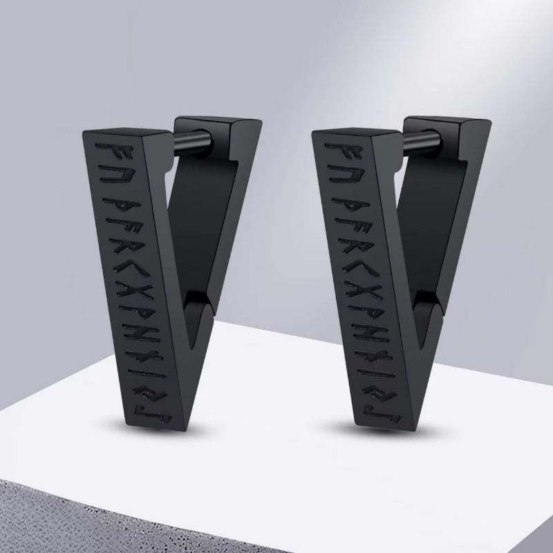 Kolczyki runiczne wikingów dla mężczyzn i kobiet nordyckie czarne