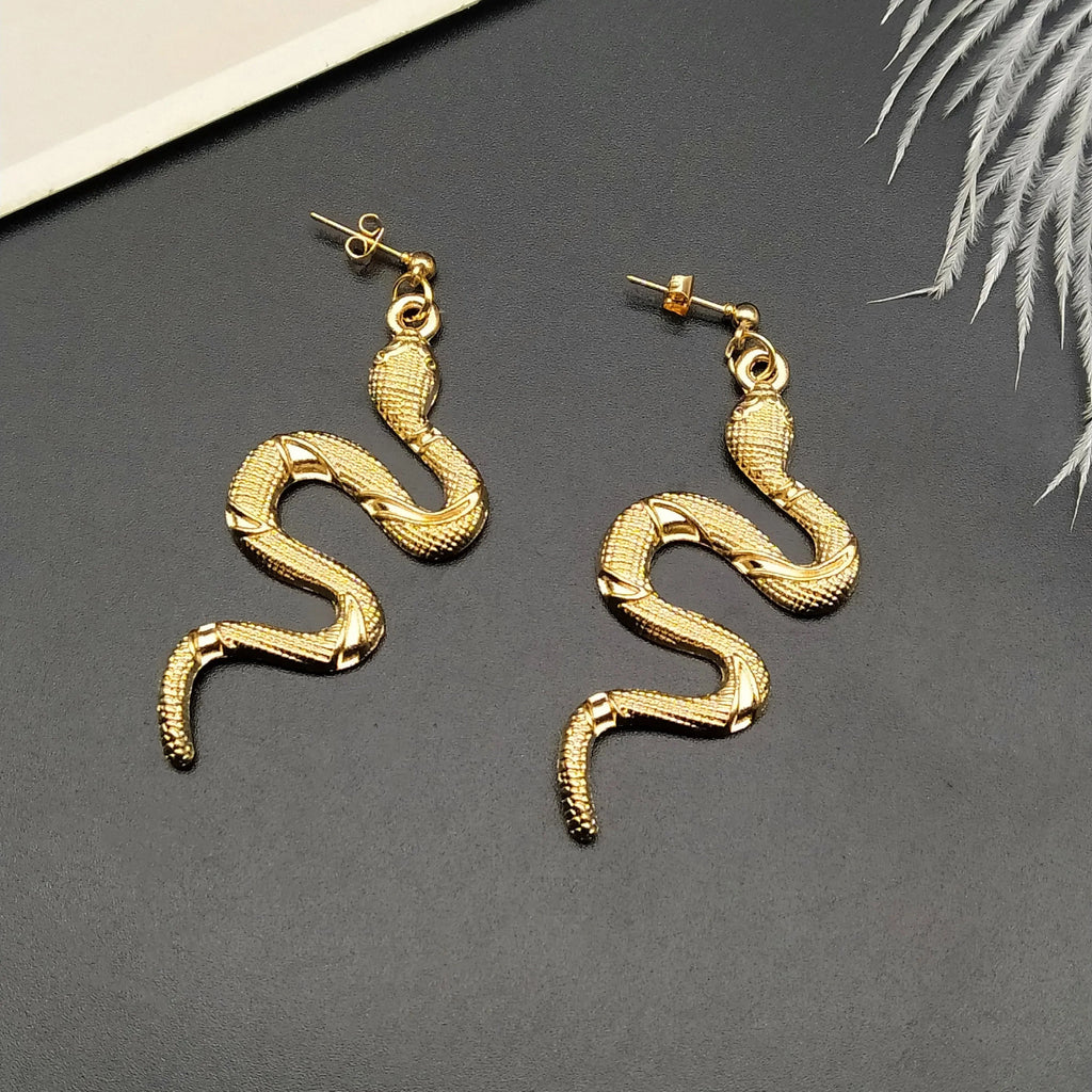 Boucles d'Oreilles Serpent Reptile or