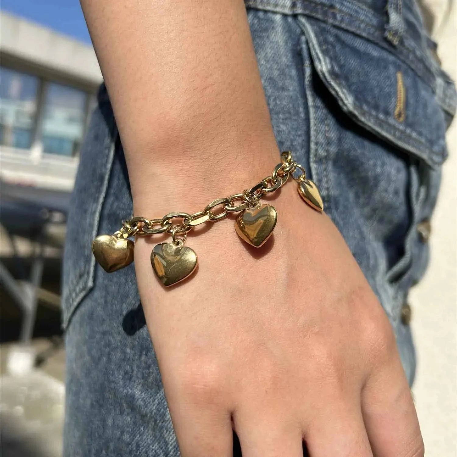 Bransoletka 5 Serc Gourmette Damska złota