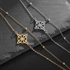 Bransoletka ze stali z węzłem czarownicy dla kobiet, bransoletka ochronna Wicca srebrna