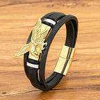 Bransoletka Orzeł ze Skóry Męska Złota