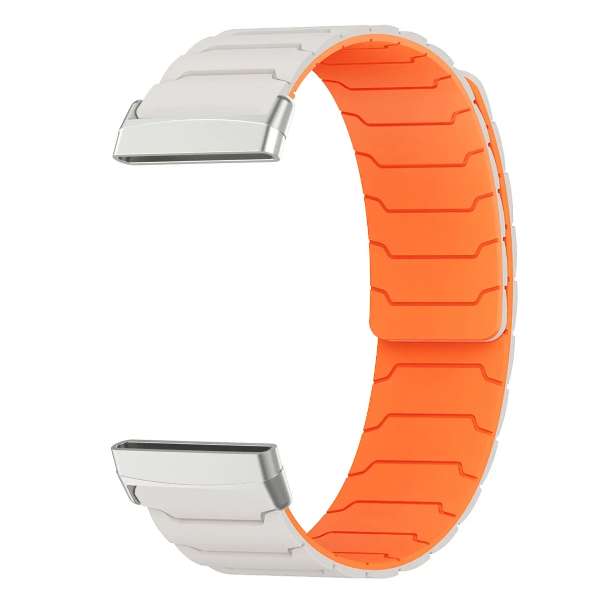 Magnetyczny pasek do zegarka Fitbit Versa 3, Versa 4, Sense 1 i Sense 2 biało-pomarańczowy