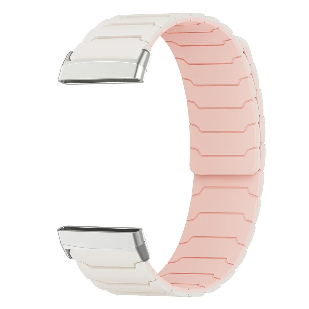 Magnetyczny pasek do zegarka Fitbit Versa 3, Versa 4, Sense 1 i Sense 2 biało-różowy
