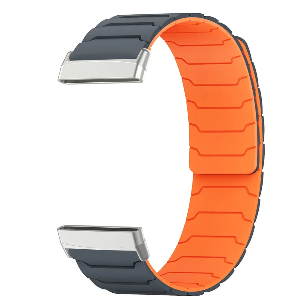 Magnetyczny pasek do zegarka Fitbit Versa 3, Versa 4, Sense 1 i Sense 2 czarno-pomarańczowy