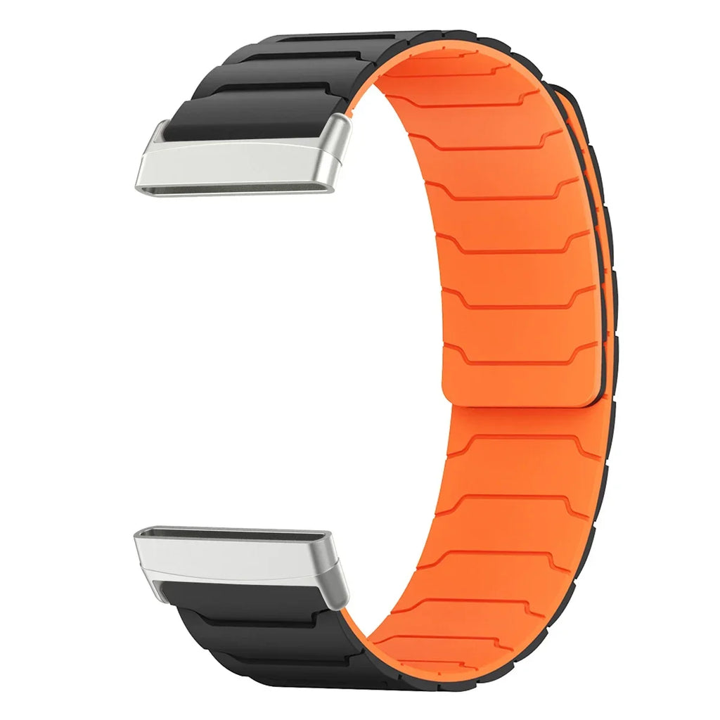 Magnetyczny pasek do zegarka Fitbit Versa 3, Versa 4, Sense 1 i Sense 2 czarno-pomarańczowy