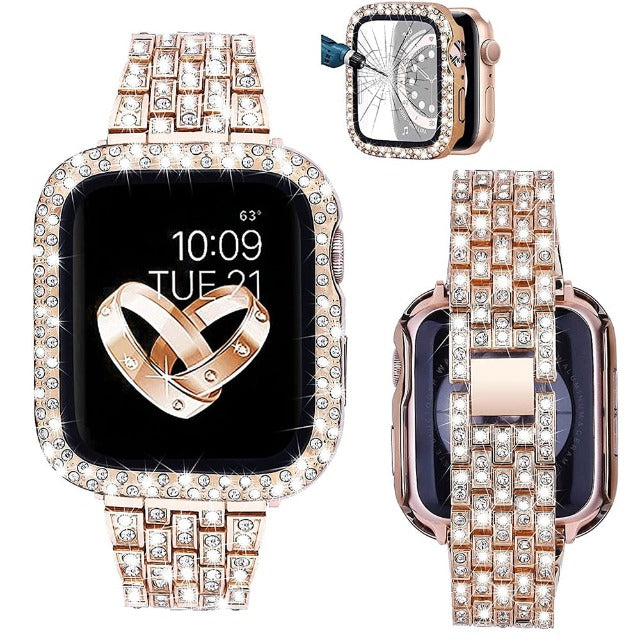Bransoletka Apple Watch z kopertą Diamenty złoto