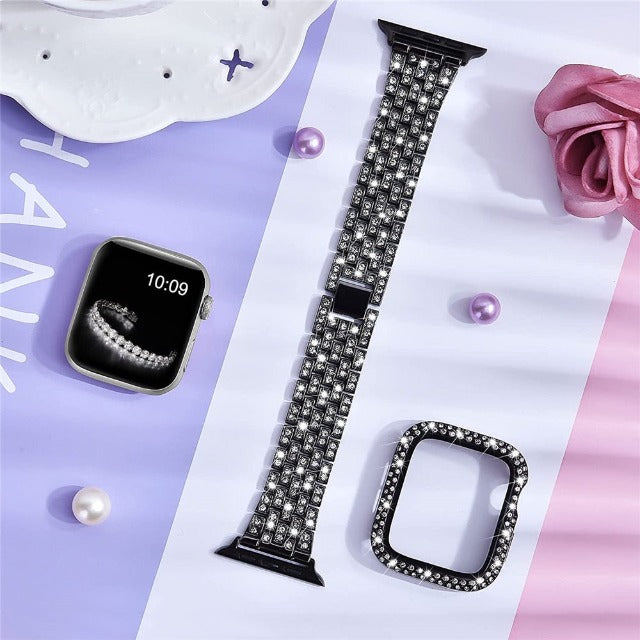 Bransoletka Apple Watch z kopertą Diamenty czarny