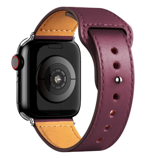 Bransoletka Apple Watch ze skóry bordowa