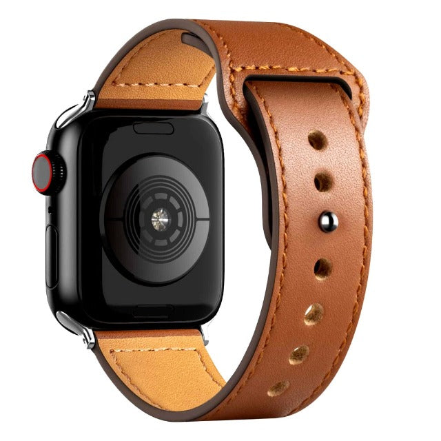 Bransoletka Apple Watch ze skóry brązowa