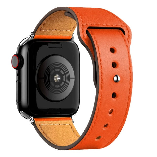 Bransoletka Apple Watch ze skóry pomarańczowa
