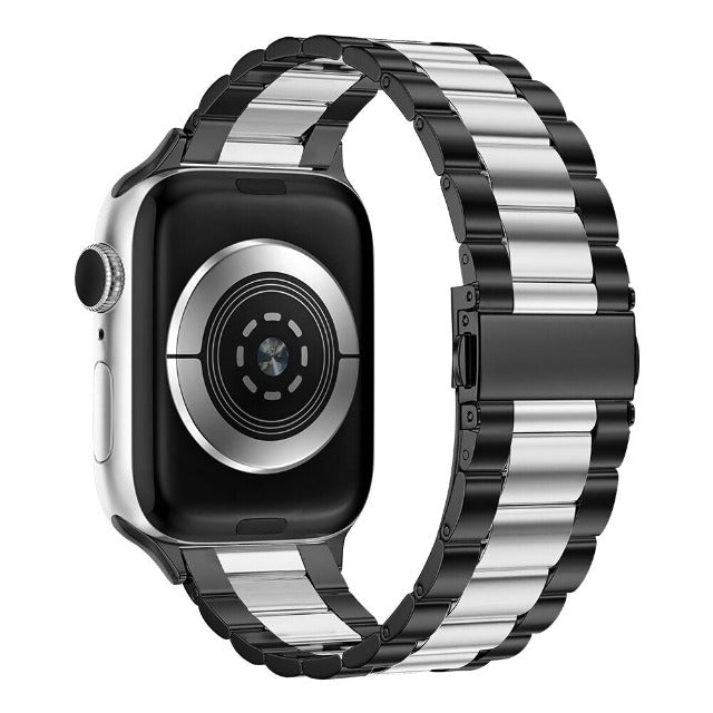 Bransoletka Apple Watch z czarnego i srebrnego metalu