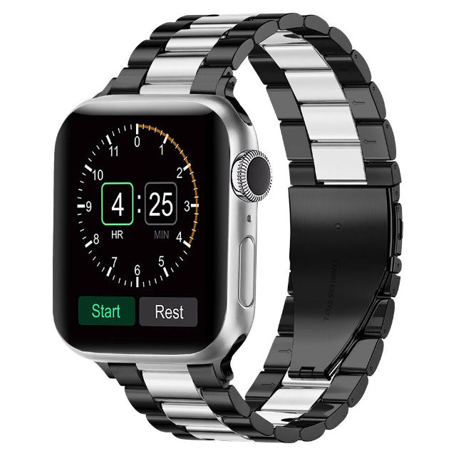 Bransoletka Apple Watch z czarnego i srebrnego metalu