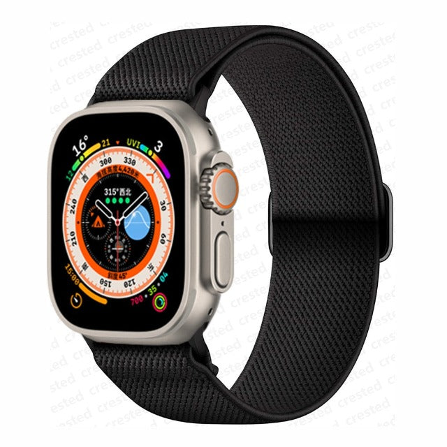 Bransoletka Apple Watch z plecionego nylonu w kolorze czarnym