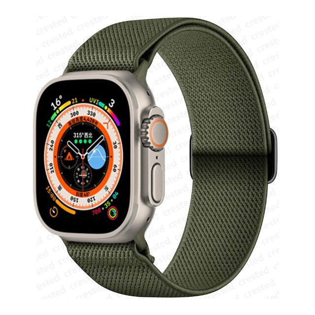 Bransoletka Apple Watch z plecionego nylonu w kolorze khaki zielonym