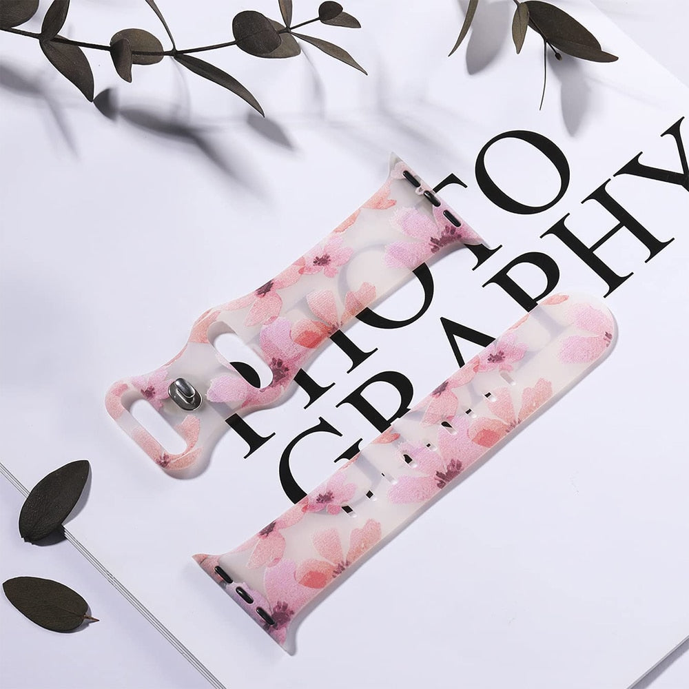 Bransoletka Apple Watch damska w kwiatowy wzór